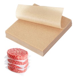 sourcing map 250 Pcs Unbleached Parchment Paper Baking Sheets Squares, 3.5 Inch Hamburger Patty Paper, for Baking Grilling or Meat Storage, Wood Color