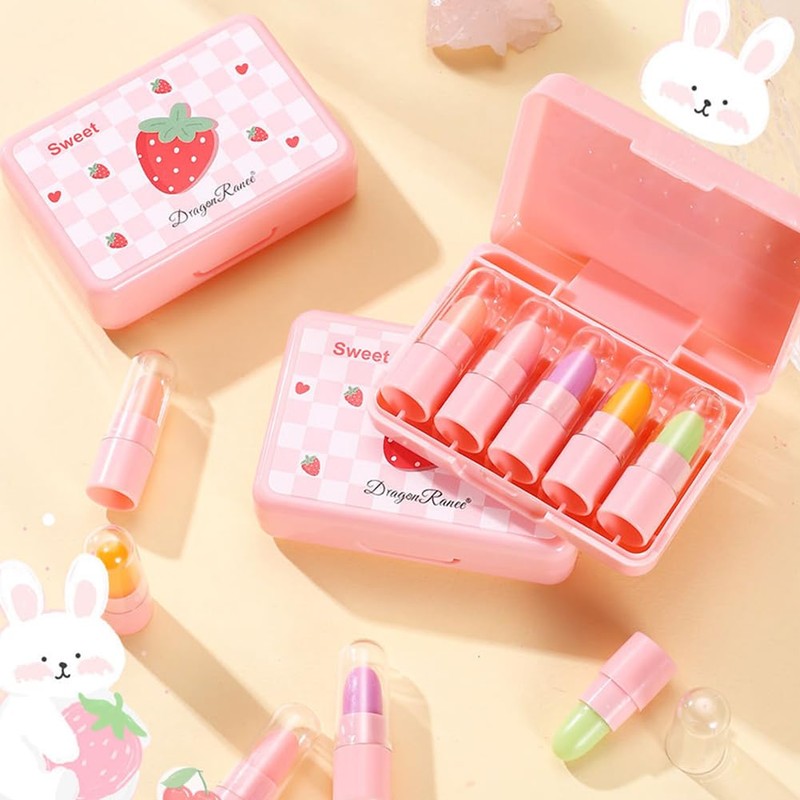 Cute Warm Change Lipstick Set Fruit Mini Set of 5