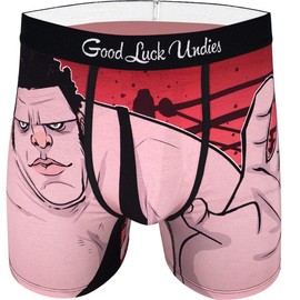 Good Luck Undies Men's Andre The Giant, Cartoon Boxer Brief Underwear, Large