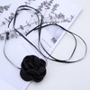 Wendalern Flower Pearl Choker Necklace for Women Black Satin Rose