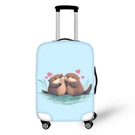 TODIYADDU Love Sea Otter Suitcase Cover for Women Fashionable Luggage Cover Machine Washable Luggage Protector Sleeve Present for Mother's Day Back to School Day, S