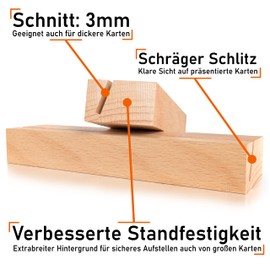 EKFJAELL Wooden Card Holder 15 x 3 x 2 cm with Bevelled Slot Made of Beech Wood (Set of 6), Extra Heavy and Stable - as Photo Holder, Postcard Stand, Menu Card Holder, Wooden Place Card Holder