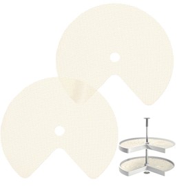 2pcs Lazy Susan Shelf Liner, Circle Lazy Susan Liner Non Adhesive Lazy Susan Mat Anti-Slip Kitchen Cabinet Liners Lazy Susan Protector Mat for Kitchen Lazy Susan Cabinet (White, 26 Inch)
