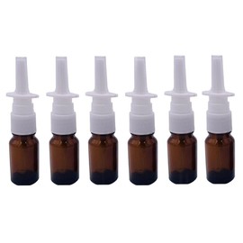 XINGZI 6PCS Travel-Sized 5ML Empty Refillable Amber Glass Nasal Spray Bottle Pump Sprayers Cleanser Container For Cosmetic Dispensing Wash Makeup Perfume Bottles Sold Empty
