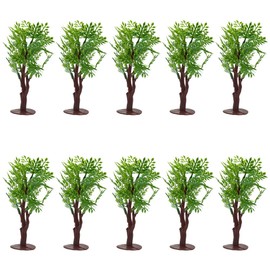 ASUNIKO Diorama Tree, 10 Pieces, 3.9 inches (10 cm) Model, Plastic, Miniature, Scenery, Fresh Green, Material
