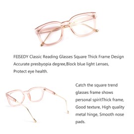 FEISEDY Square Computer Reading Glasses Simple Blue Light Blocking Glasses with Metal Hinges for Women and Men B2648(Champagne,200)