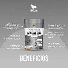 Citrato De Magnesio, 2 Bolsas De 1 Kg Cu Sabor Natural