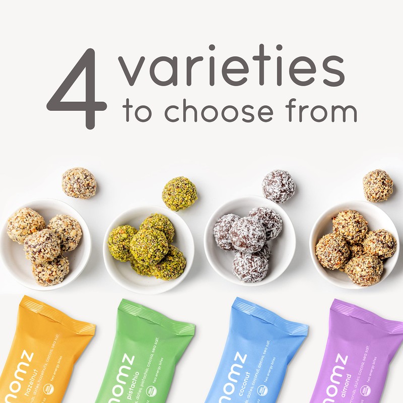 nomz Almond Energy Bites, Delicious & Healthy, Vegan-Friendly, Paleo, Great