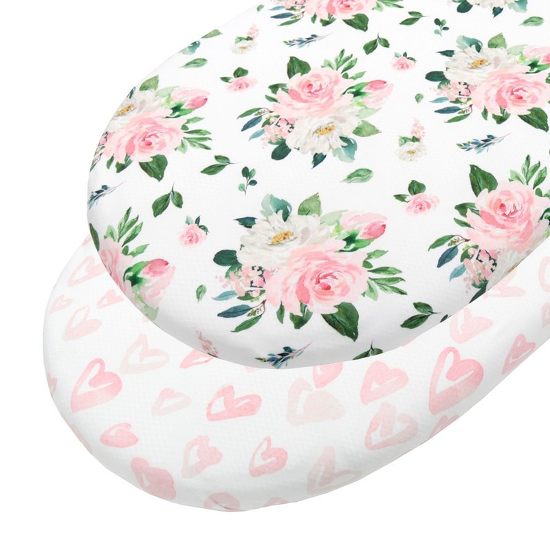 2Pcs Bassinet Sheet Polyester Cotton Breathable Elastic Bassinet Pad Mattress