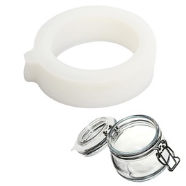 12er-Pack Silikon-Ersatzdichtungen, 70 x 95 mm, Frischhaltering, Auslaufsicherer Dichtungsring, Weicher Ersatz, Silikondichtung, für Frischhaltegläser, Glasgefäße, Einmachglas-Gummiring (Weiß)