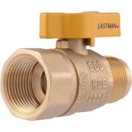 Eastman Straight Gas Brass Ball Valve, 3/4 in FIP x 15/16 in OD Flare Female, 1/4-Turn Handle, 60005B