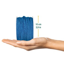 Halbach Seidenbänder Premium Cord (Azure Blue), Width 4 mm, Length 25 m, Made in Germany and Oeko-Tex Certified, Shiny Satin Cord Made of Acetate