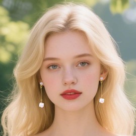 Jemant Iridescent Crystal Earrings Dangle Drop For Women Colorful Glass Beaded Clear Cute Dainty Long Ab Faux Crystal Earrings For Brial Mother (Earrings)