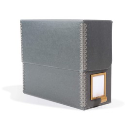 Gaylord Archival Blue/Grey Flip-Top Document Storage Box with Label Holder - 5W x 12 1/4L x 10 1/4"H