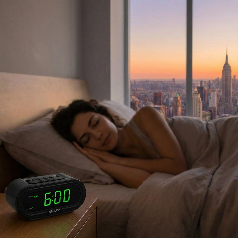 Sharp Digital Alarm with AccuSet - Automatic Smart Clock, Never