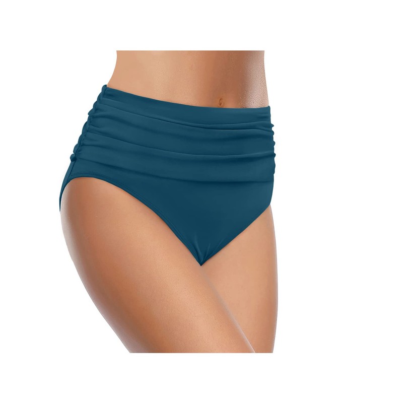 Tempt Me Women's Green High Waisted Bikini Bottom Tummy Control