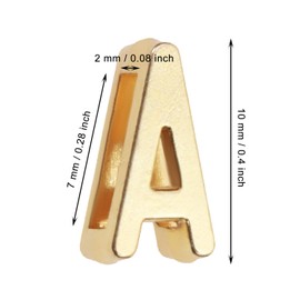 Shapenty KC Gold Alloy Metal Alphabet Slide Letter Charms Spacer Beads for DIY Craft Bracelet Necklace Pendant Keychain Jewelry Making Christmas Thanksgiving Wedding Favors (Letter A, 50)