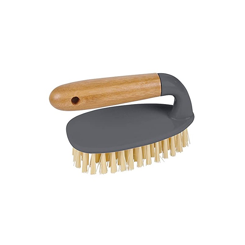 Macosa UMEN068 Scrubbing Brush with Bamboo Handle Natural Bristles Brush