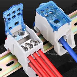 Distribution Terminal Block, UKK-125A Din Rail Electric Wire Connector Universal Power Junction Box, Terminal Block Distribution Box with Protective Cover