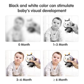 TUMAMA Black and White Baby Toys for 3 6 9 12 Months,Plush Hanging Rattles,Newborn Stroller Toys for Boys and Girls,4 Pack