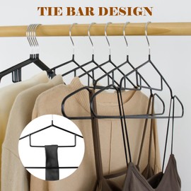 SOULNAMAN Clothes Hangers, 20Pack Black Metal Hangers with Tie Bar,15.75 in Shirt Hanger with Shoulder Notches for Dress and Camisole, Non-Slip Heavy Duty Hanger（Black）