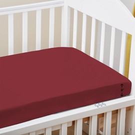 Pizuna 100% Cotton Fitted Cot Sheets Rio Red, 400 Thread Count Long Staple Cotton Fitted Cot Sheets 140 x 70 cm, Sateen Weave 15 cm Deep Fitted Sheets 1 PC Rio Red