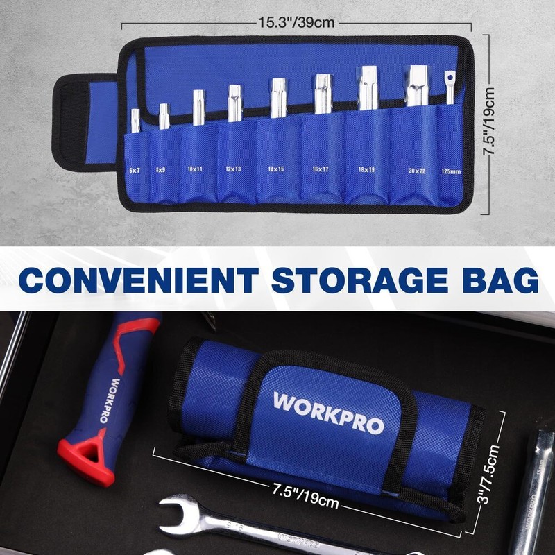 Workpro 9-Piece Shower Valve Socket Wrench Set with Bar Handle