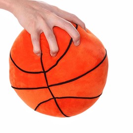 XIYUAN 11inch Stuffed Sports Balls Toy Round Plush Football Basketball Pillow Soft Durable Soccer Throw Pillow Sports Theme Room Decoration Ball Games Sports Gift(Circular Basketball)
