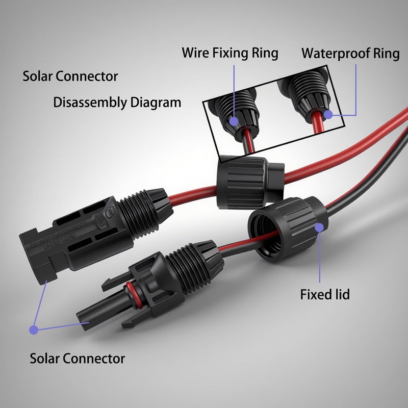 iHaospace Solar Connector to DC 8020 Extension Cable 6.56FT /