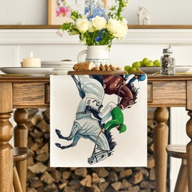 Artoid Mode Horse Racing Jockey Kentucky Derby Table Runner, Sports Festival Holiday Kitchen Dining Table Decoration for Home Party Decor 13x90 Inch