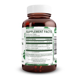 Natural Nutra Turmeric Curcumin with 95% Curcuminoids Extract Supplement with Rosemary for Brain Health, 350 mg, 60 Vegan Tablets