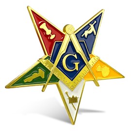 Freemason Five-Point Star Badge for Car - Masonic Pentagram Car Emblem - Freemason Badge with Compass and Square Symbol - Ideal Masonic Gifts for Men & Women - Ideal for Car Decoration or Display