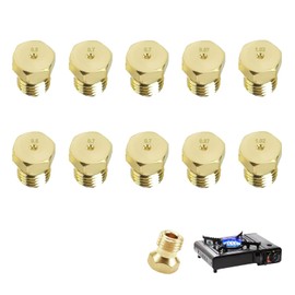 Pack of 10 LPG Gas Jet Set, Burner Gas Stove for LPG Conversion Kit, Brass Nozzles 0.5/0.7/0.87/1.02 mm, LPG Nozzle Set for Gas Stove Conversion, Gas Injectors Replacement Nozzles for LPG, Gas Adapter