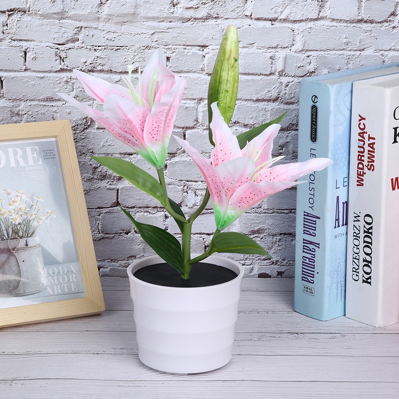 Solar LED Artificial Lily Lamp Simulation Bonsai Decor Flower Light