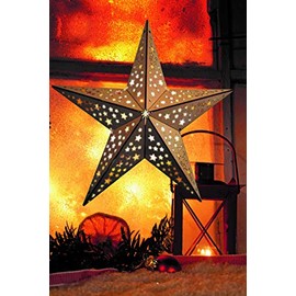 LED Star Made of Wood, Illuminated with 10 LEDs, Wireless, incl. Remote Control, 40 cm or 52 cm, Various Patterns, Window Star, Wooden Star, Christmas Decoration, Advent Star