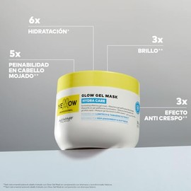"YELLOW PROFESSIONAL HYDRA CARE GLOW GEL MASK 300ml Máscara iluminadora en gel efeito seda para todo tipo de cabello POTENCIADO CON LUMITECH & TAMARIN