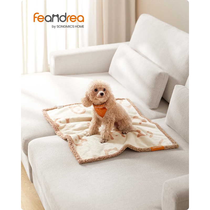 Feandrea Waterproof Dog Blanket, Sherpa Fleece Pet Blanket for Miniature