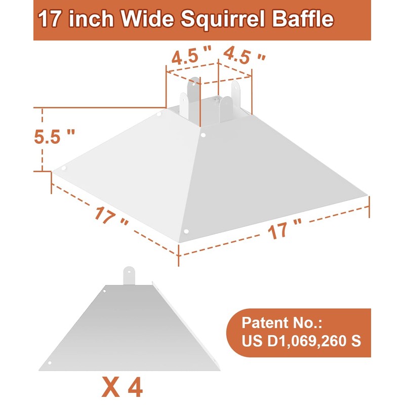 Khordin Metal Squirrel Baffle for 4x4 Post, Outside Wooden Pole