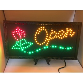 Open Sign W/Rose LED Light Sign Ultra Bright for Business