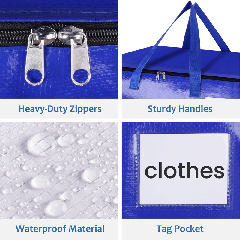 EpicTotes Extra Large Moving Bags, Storage Totes with Study Handles
