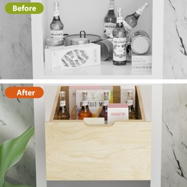 ESPIDOO Hard Close Pull Out Organizer: 8" High Wood Cabinet Drawer - 16.5" W x 21" D Slide Out Shelves with Full Extension Rails - Kitchen Pantry & Bathroom Storage Solution for Homeowners