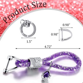 Mearo Crystal Car Key Chain for Women, Keychain Accessories with Bling Rhinestones, Keychain Accessories Car Key Decorations (Purple)