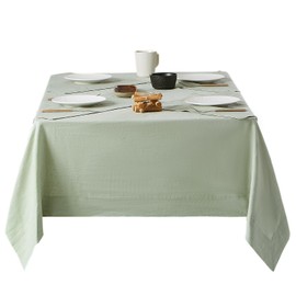 Tseapeni Linen Tablecloth 100% Pure Linen Table Cloth for Rectangle Tables Machine Washable Dining Fall Tablecloth with 4PCS Free 20"x 20" Linen Napkins (Green, 60" x 120")