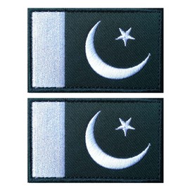 EmWoot 2PCS Pakistan Flag Patch Embroidered Morale Patch Military Tactical Patches Hook and Loop