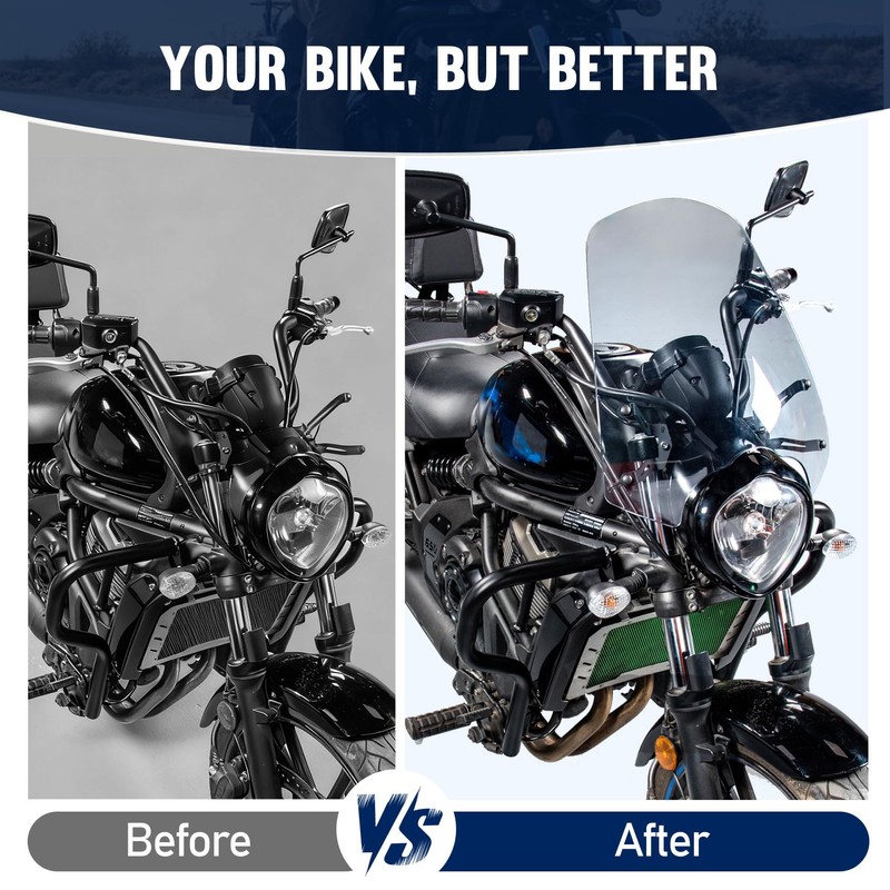 Motorcycle Windshield Deflector with Bracket Windscreen Fit for Vulcan S