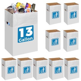 rzoixuur 13 Gallon Cardboard Trash cans for Events (Pack of 10)， with 20 Liners Included，Be applicableOutdoor Events pop up Trash cans for Parties，Reusable Portable Garbage Can，in-Home Recycling Bins