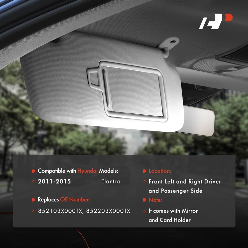 A-Premium Left & Right Sun Visor Compatible with Hyundai Elantra
