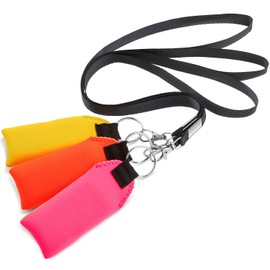 TecUnite Floating Neoprene Boat Keychain, 3 Pack Key Chain and Lanyard, Floatable Foam Key Fob for Water Sports (Orange, Yellow, Pink,4.2 Inch)
