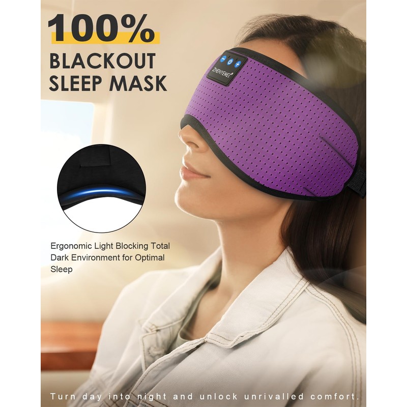 ZHENYEMEI Bluetooth Sleep Headphones White Noise Sleep Mask | 3D