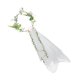 WOONEKY Elegant Women Bridal Rose Flower Veil Wreath Headband Wedding Hair Decorations for Bridal Festivals